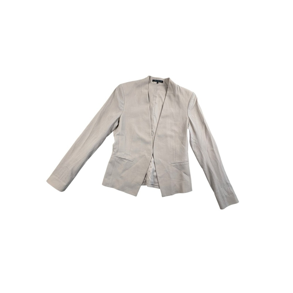 Theory Women's Open Front Blazer Beige Pink Taupe Size 6 Career